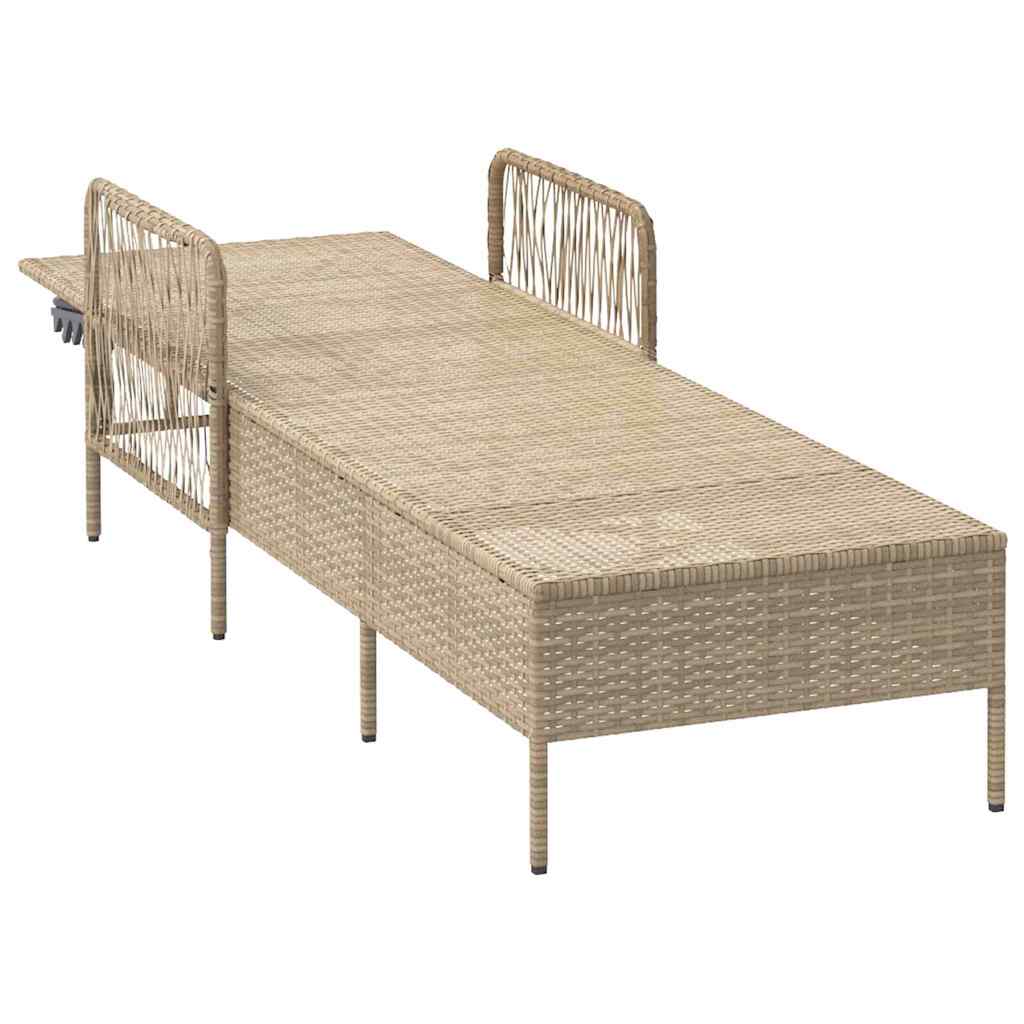 Sonnenliege Beige und Cremeweiß 200 x 55 x 92 cm Poly-Rattan