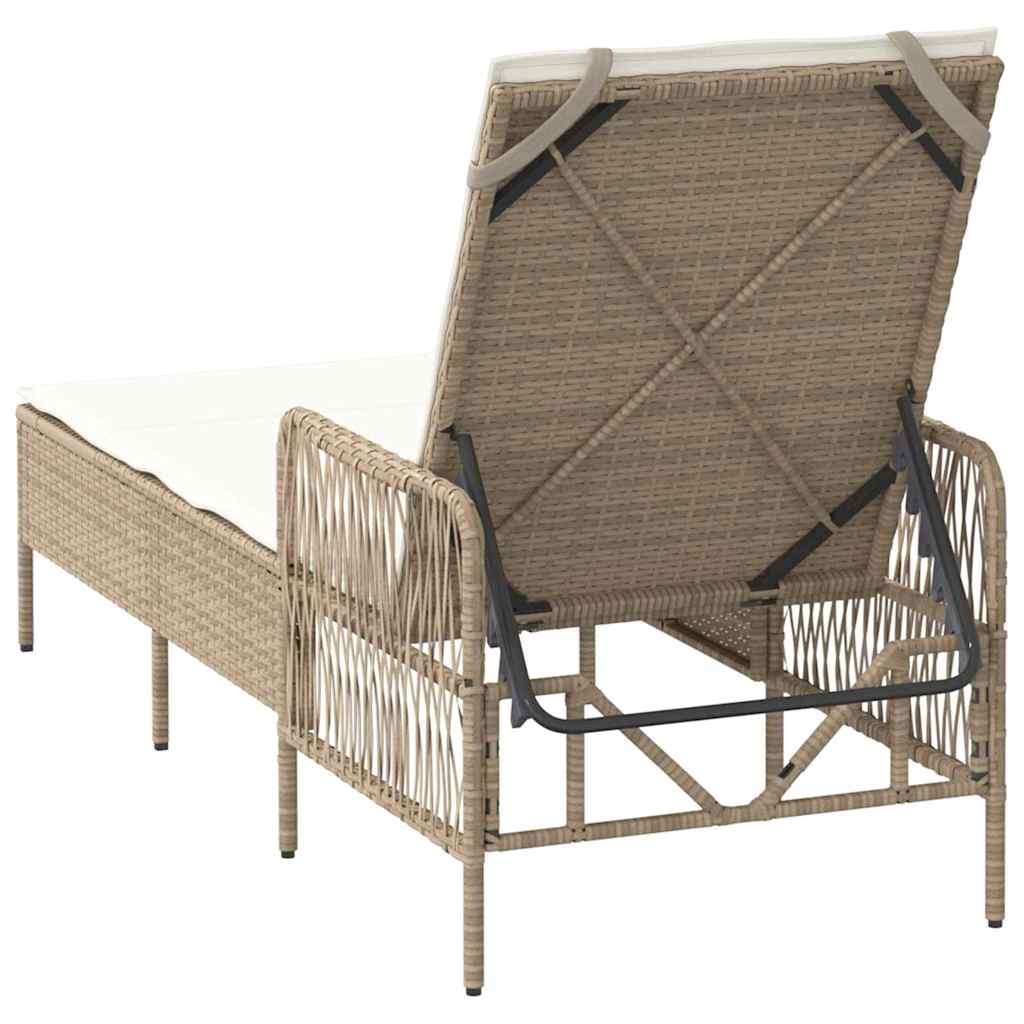 Sonnenliege Beige und Cremeweiß 200 x 55 x 92 cm Poly-Rattan