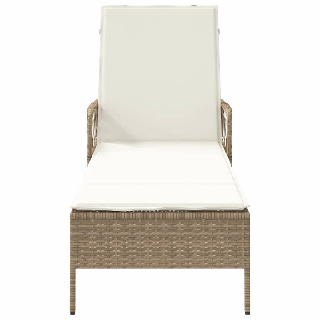 Sonnenliege Beige und Cremeweiß 200 x 55 x 92 cm Poly-Rattan