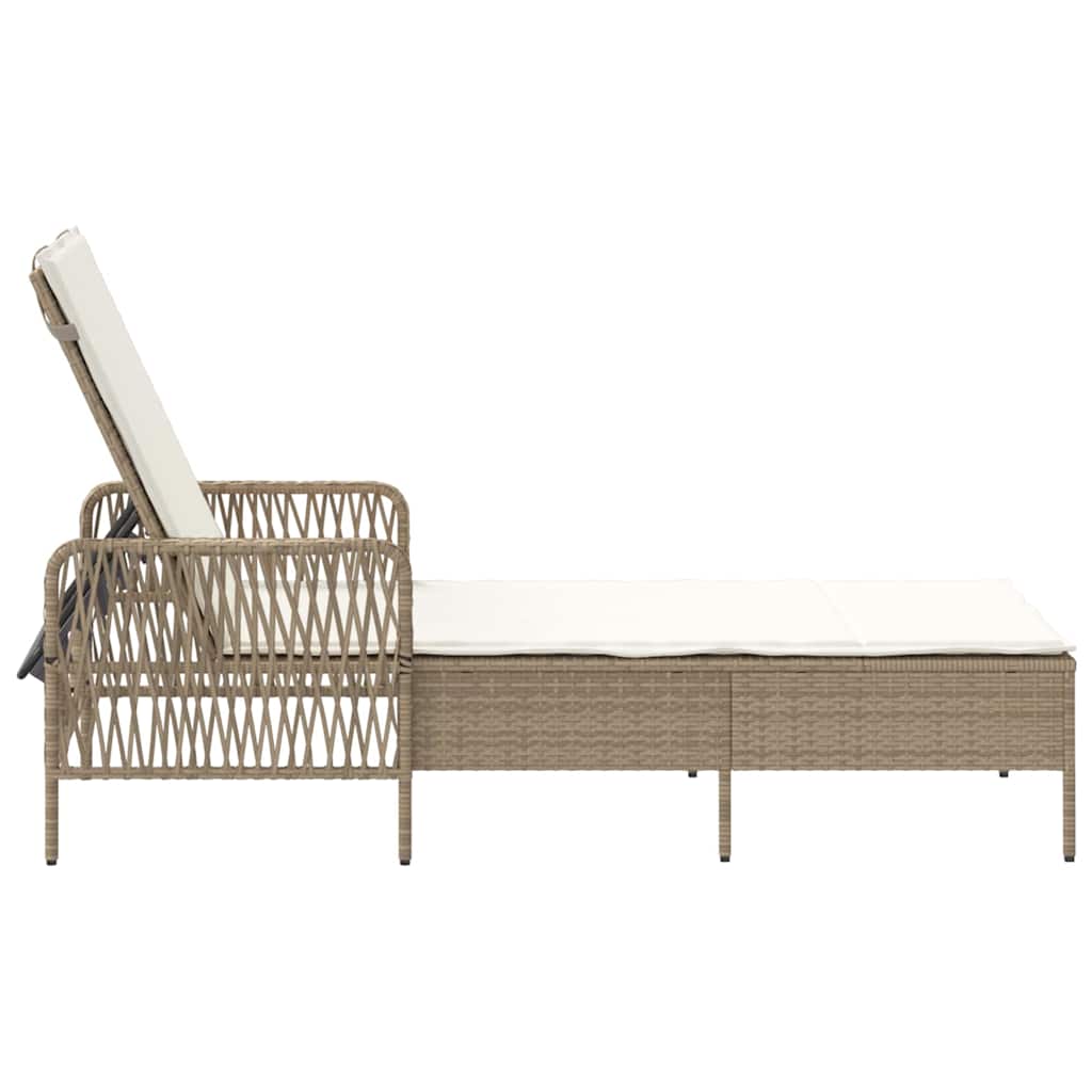 Sonnenliege Beige und Cremeweiß 200 x 55 x 92 cm Poly-Rattan