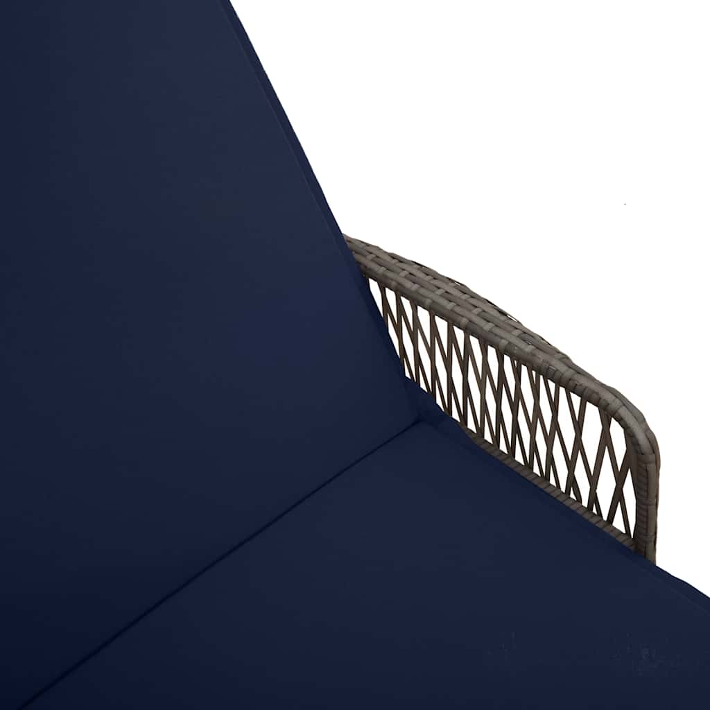 Sonnenliege Grau und Marineblau 200 x 55 x 92 cm Poly-Rattan