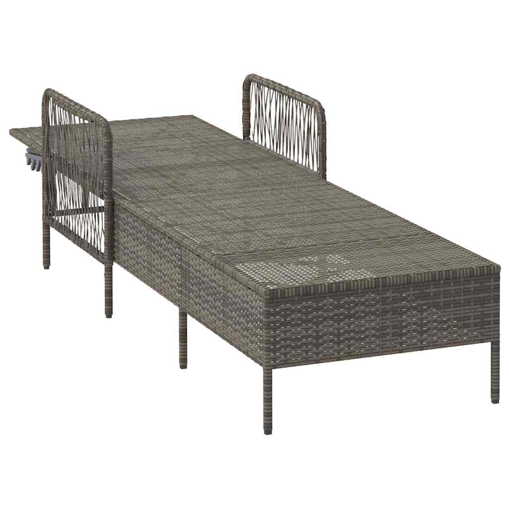 Sonnenliege Grau und Marineblau 200 x 55 x 92 cm Poly-Rattan