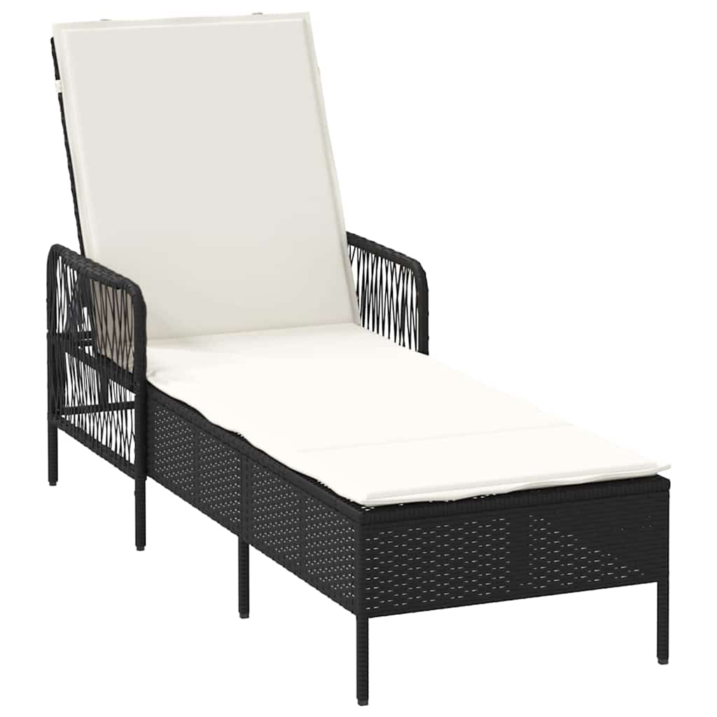 Sonnenliege 3 pcs Schwarz und Cremeweiß 55 x 200 x 92 cm