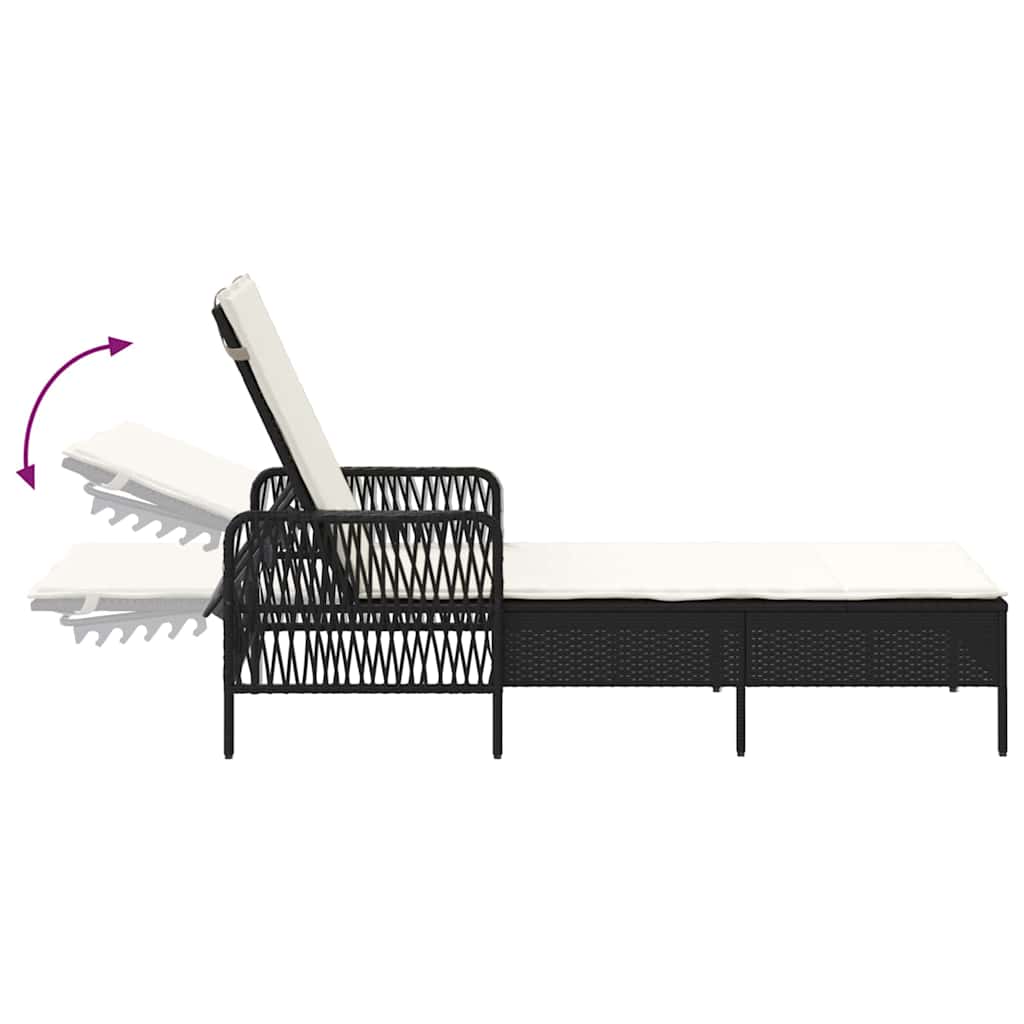 Sonnenliege 3 pcs Schwarz und Cremeweiß 55 x 200 x 92 cm