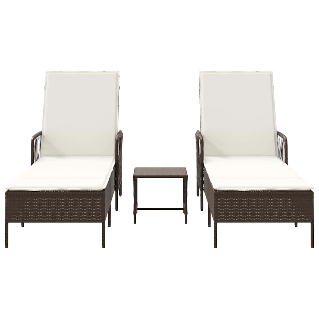 Sonnenliege 3 pcs Braun und Creme Weiß 200 x 55 x 92 cm