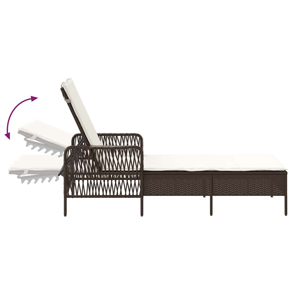 Sonnenliege 3 pcs Braun und Creme Weiß 200 x 55 x 92 cm