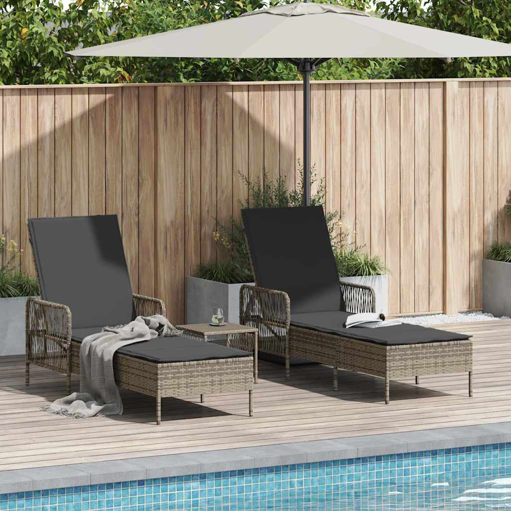 Sonnenliege 3 pcs Grau und Dunkelgrau 55 x 200 x 92 cm