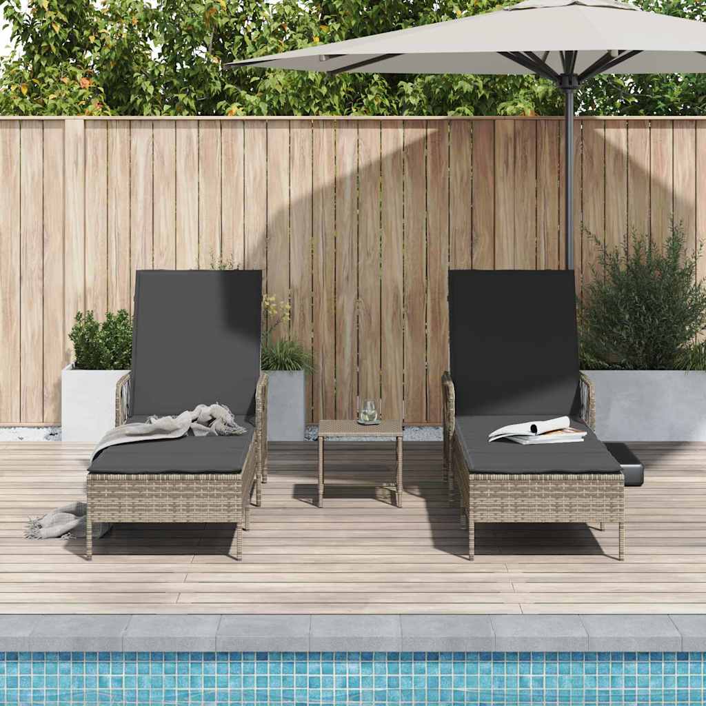 Sonnenliege 3 pcs Grau und Dunkelgrau 55 x 200 x 92 cm