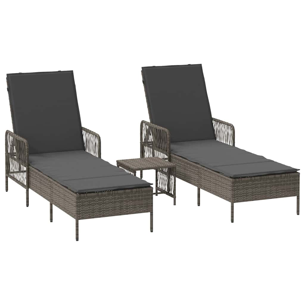 Sonnenliege 3 pcs Grau und Dunkelgrau 55 x 200 x 92 cm