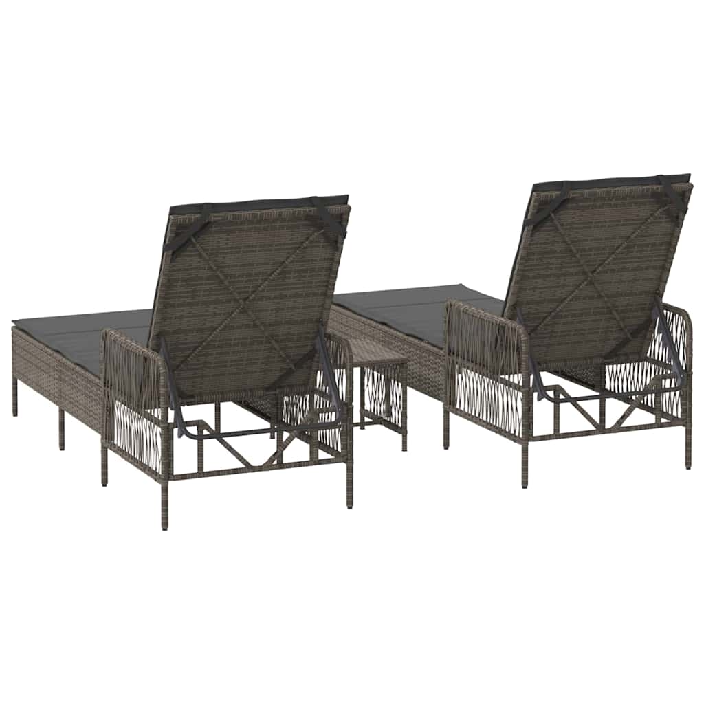 Sonnenliege 3 pcs Grau und Dunkelgrau 55 x 200 x 92 cm