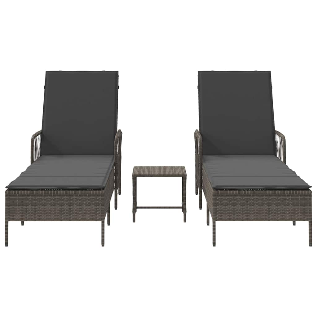 Sonnenliege 3 pcs Grau und Dunkelgrau 55 x 200 x 92 cm