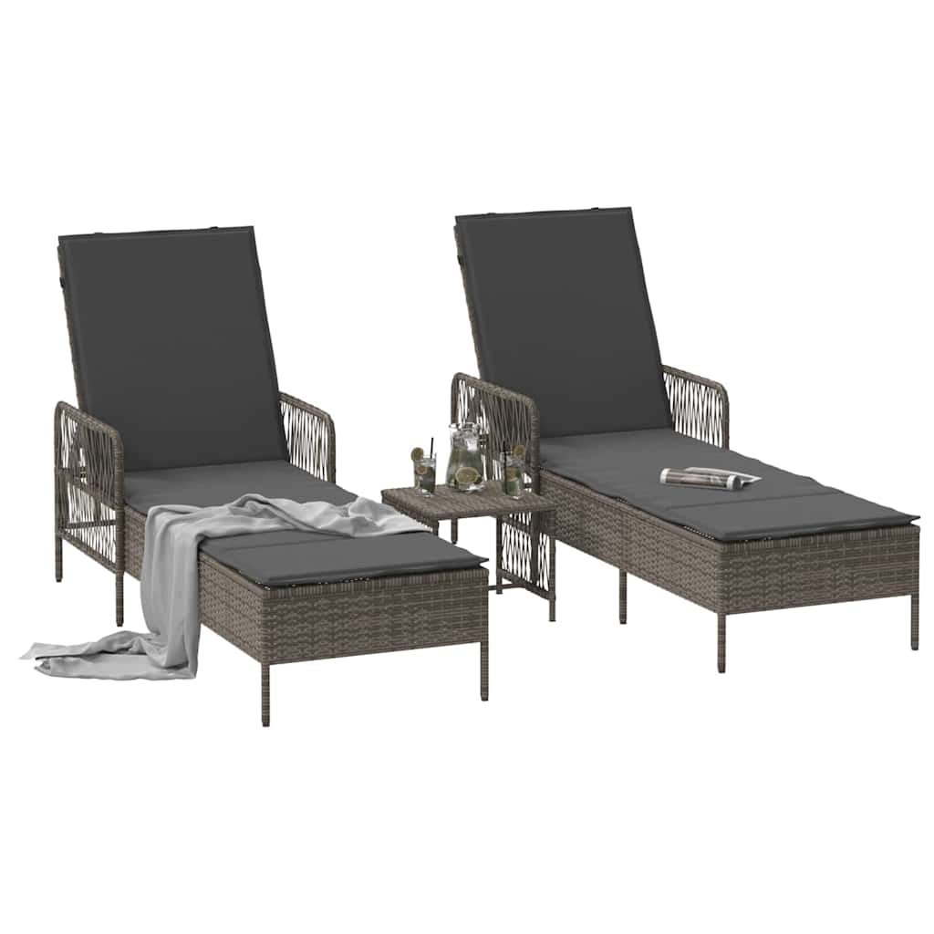 Sonnenliege 3 pcs Grau und Dunkelgrau 55 x 200 x 92 cm