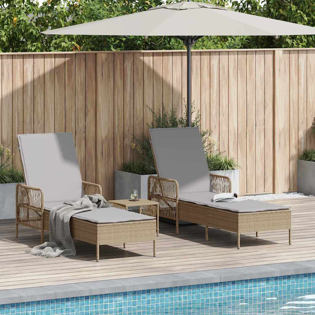 Sonnenliege 3 pcs Beige und Hellgrau 200 x 55 x 92 cm