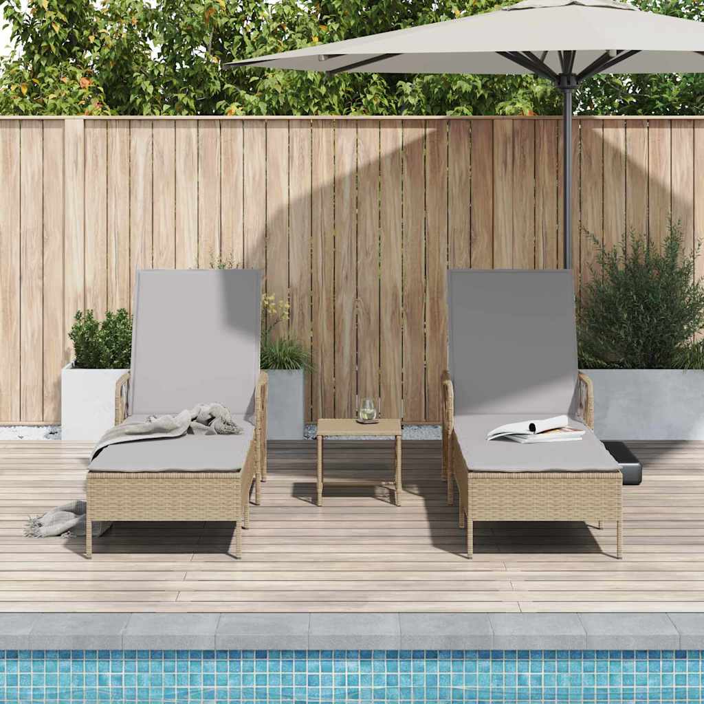 Sonnenliege 3 pcs Beige und Hellgrau 200 x 55 x 92 cm