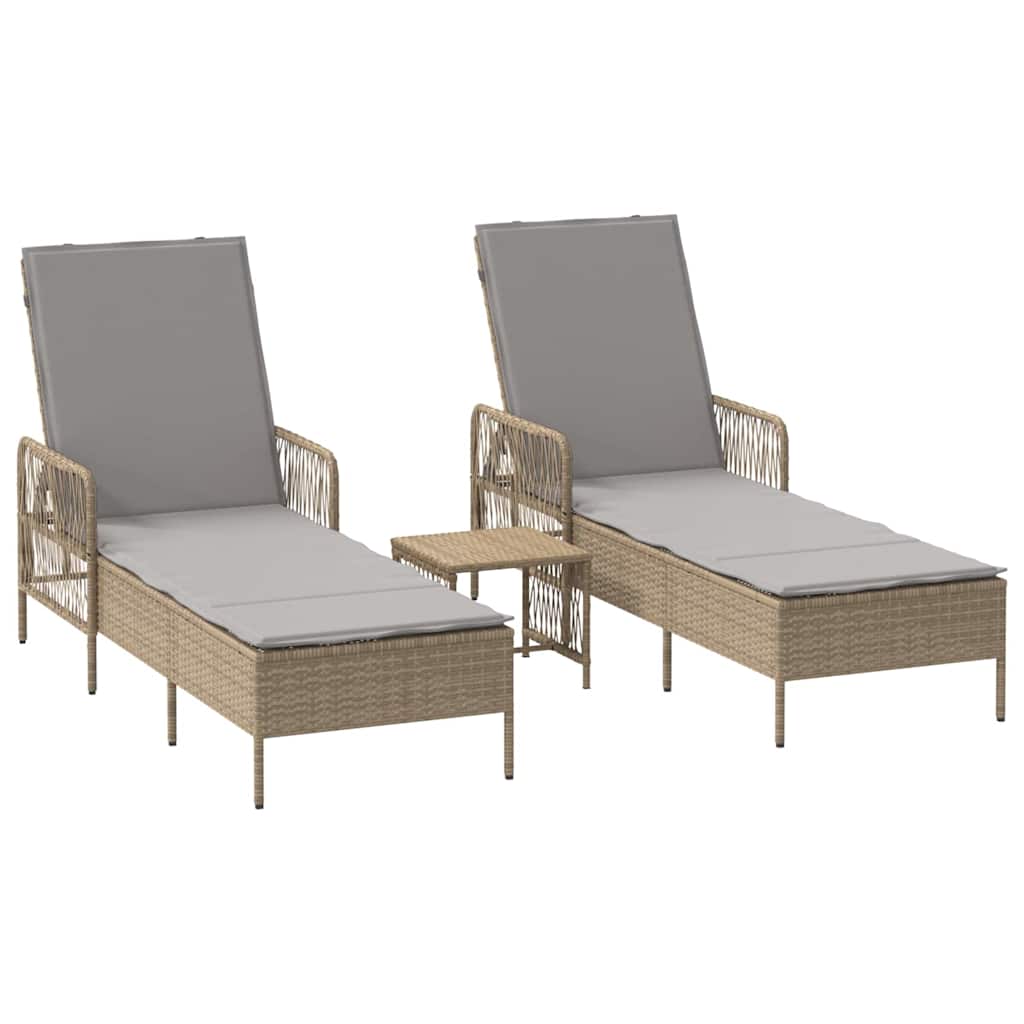 Sonnenliege 3 pcs Beige und Hellgrau 200 x 55 x 92 cm