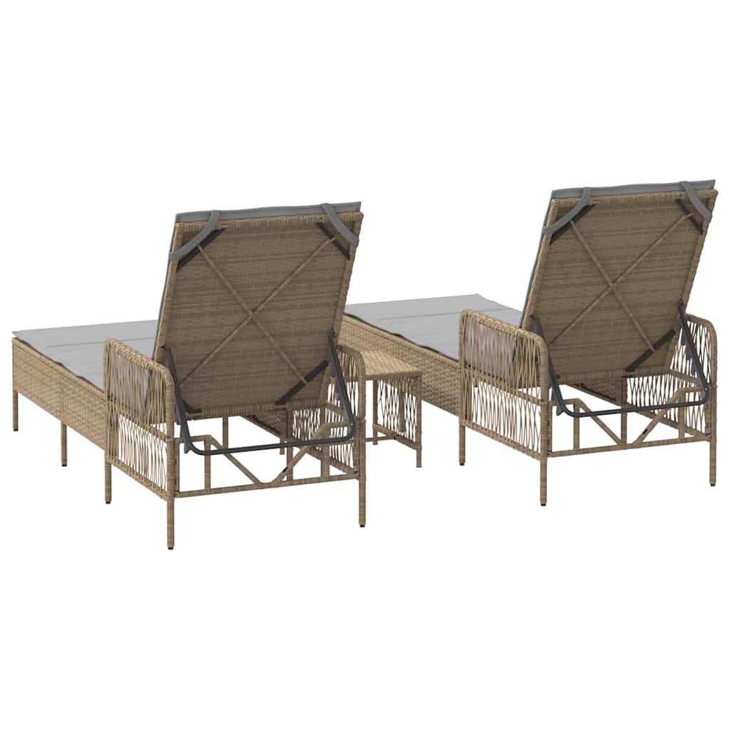 Sonnenliege 3 pcs Beige und Hellgrau 200 x 55 x 92 cm