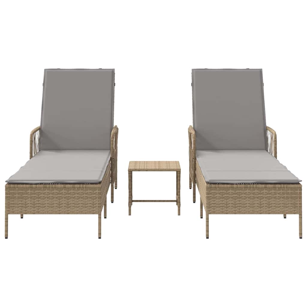 Sonnenliege 3 pcs Beige und Hellgrau 200 x 55 x 92 cm