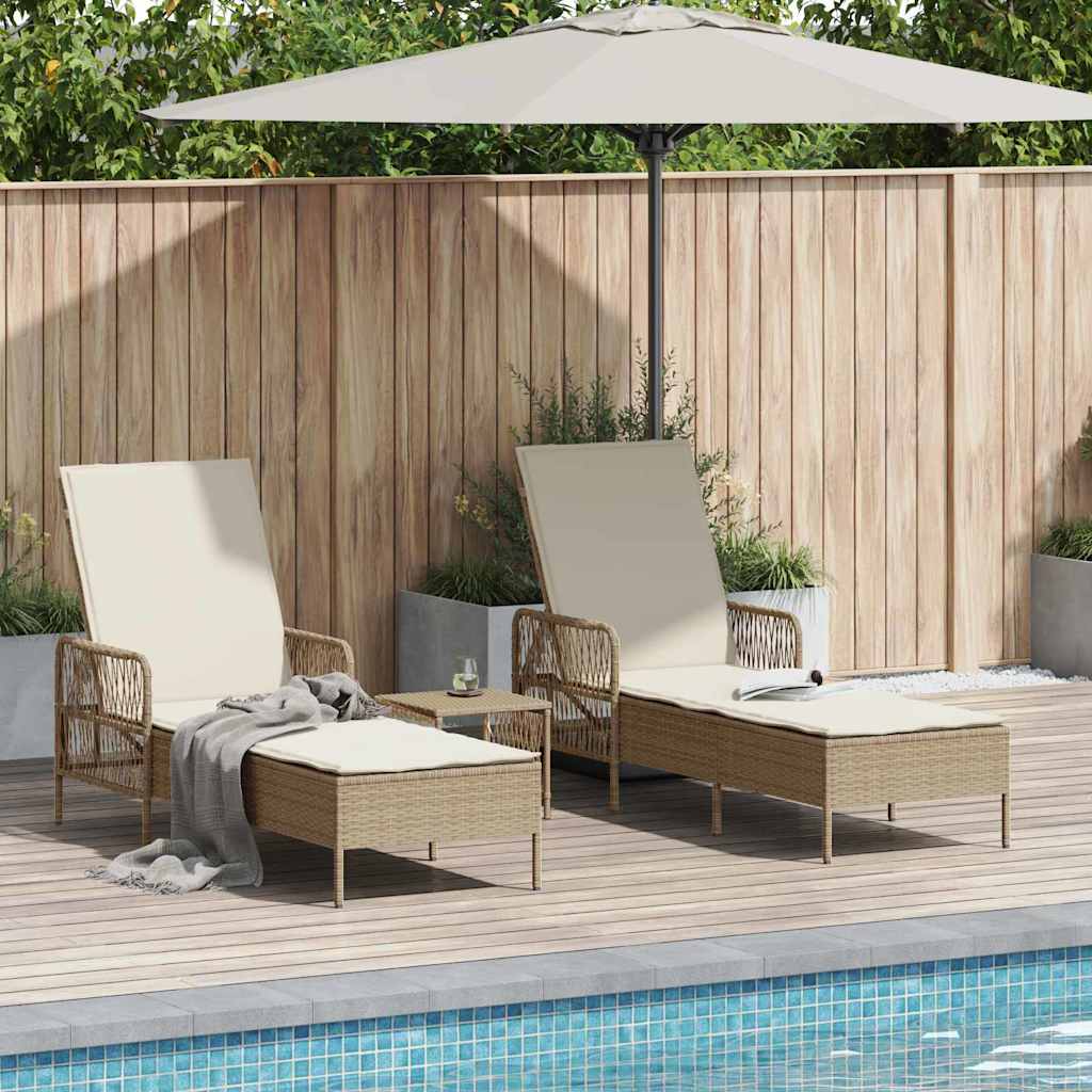 Sonnenliege 3 pcs Beige und Cremeweiß 55 x 200 x 92 cm