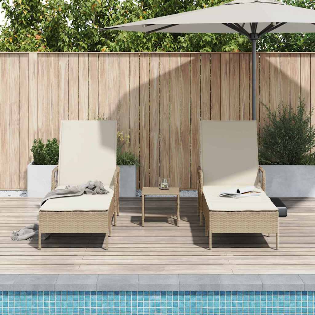 Sonnenliege 3 pcs Beige und Cremeweiß 55 x 200 x 92 cm