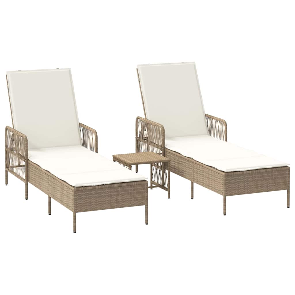 Sonnenliege 3 pcs Beige und Cremeweiß 55 x 200 x 92 cm