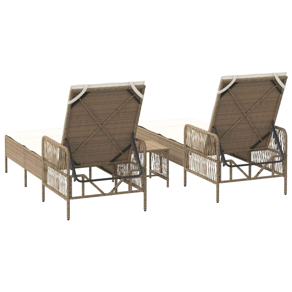 Sonnenliege 3 pcs Beige und Cremeweiß 55 x 200 x 92 cm