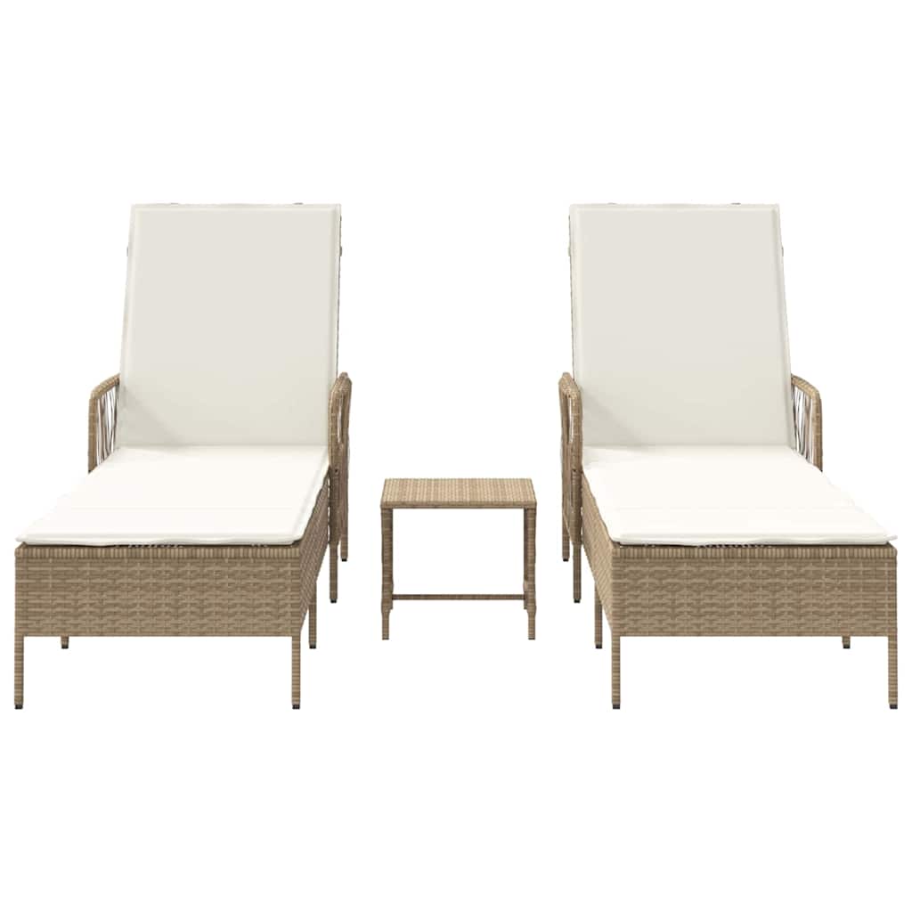 Sonnenliege 3 pcs Beige und Cremeweiß 55 x 200 x 92 cm