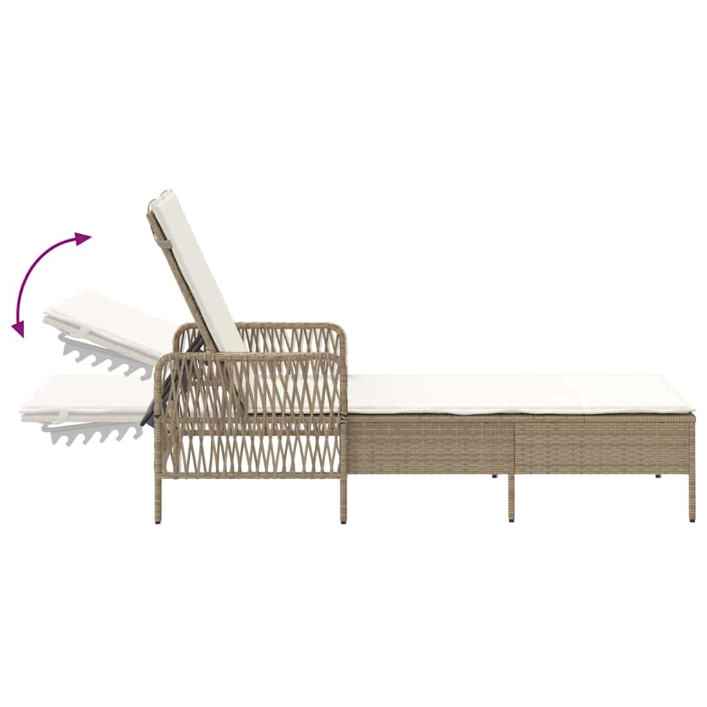 Sonnenliege 3 pcs Beige und Cremeweiß 55 x 200 x 92 cm