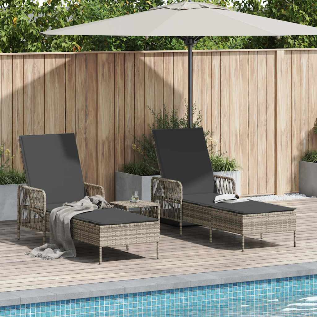 Sonnenliege 3 pcs Hellgrau und Dunkelgrau 200 x 55 x 92 cm