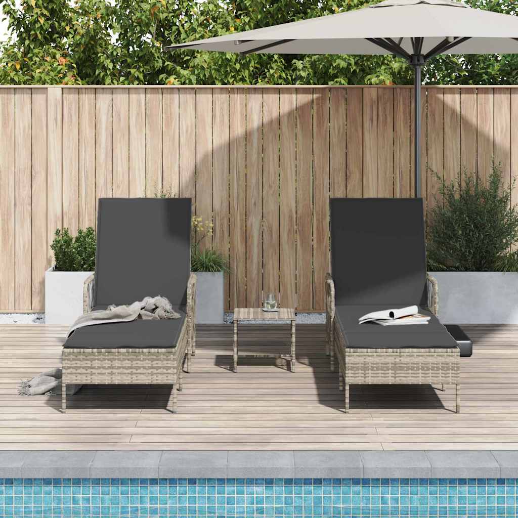 Sonnenliege 3 pcs Hellgrau und Dunkelgrau 200 x 55 x 92 cm
