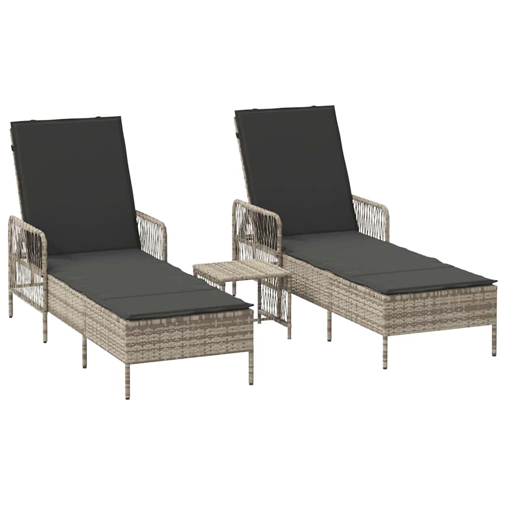 Sonnenliege 3 pcs Hellgrau und Dunkelgrau 200 x 55 x 92 cm