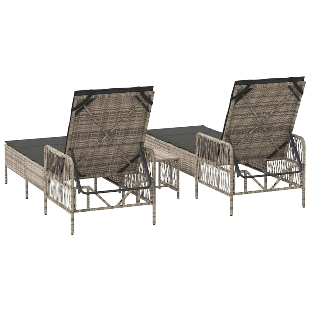 Sonnenliege 3 pcs Hellgrau und Dunkelgrau 200 x 55 x 92 cm