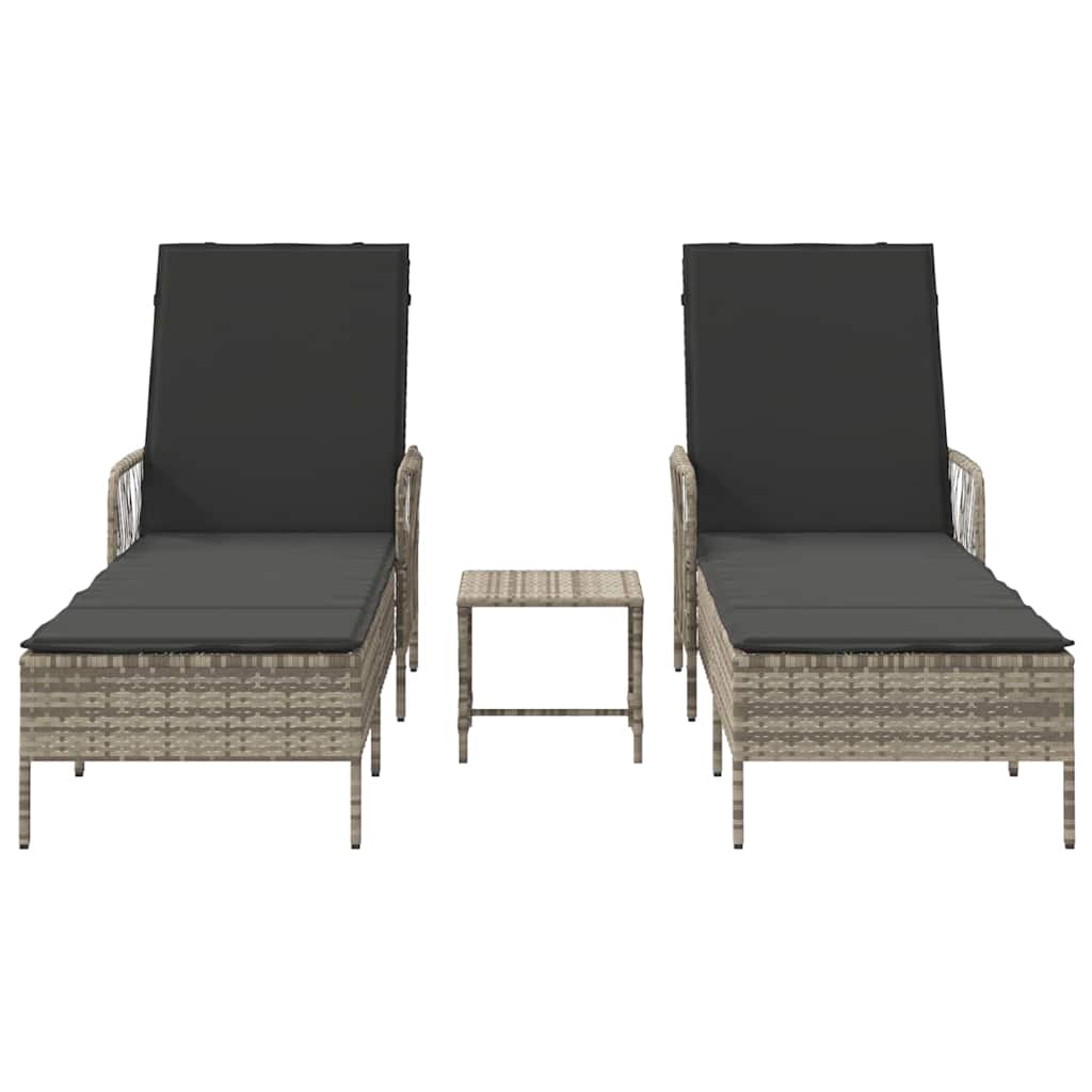 Sonnenliege 3 pcs Hellgrau und Dunkelgrau 200 x 55 x 92 cm