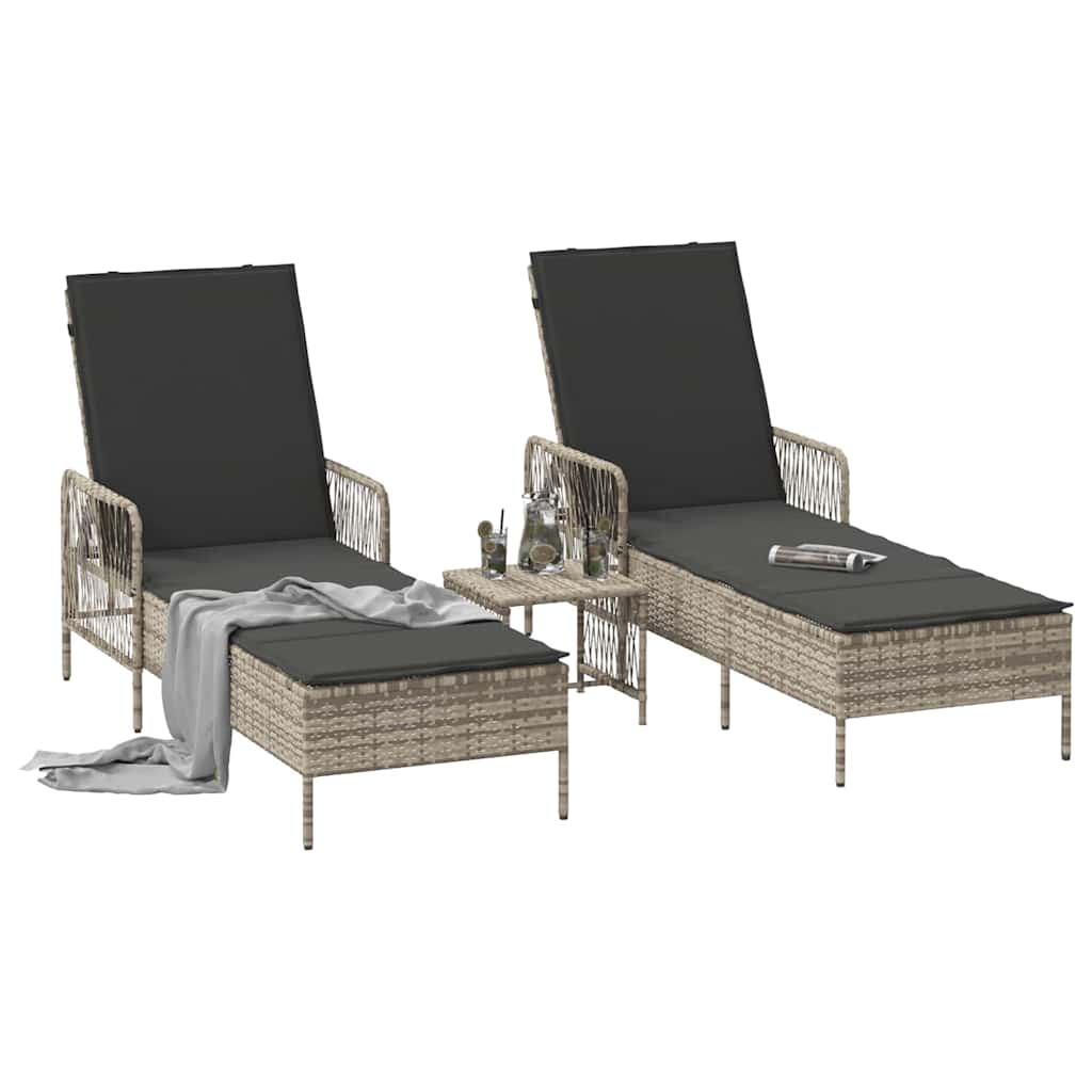 Sonnenliege 3 pcs Hellgrau und Dunkelgrau 200 x 55 x 92 cm
