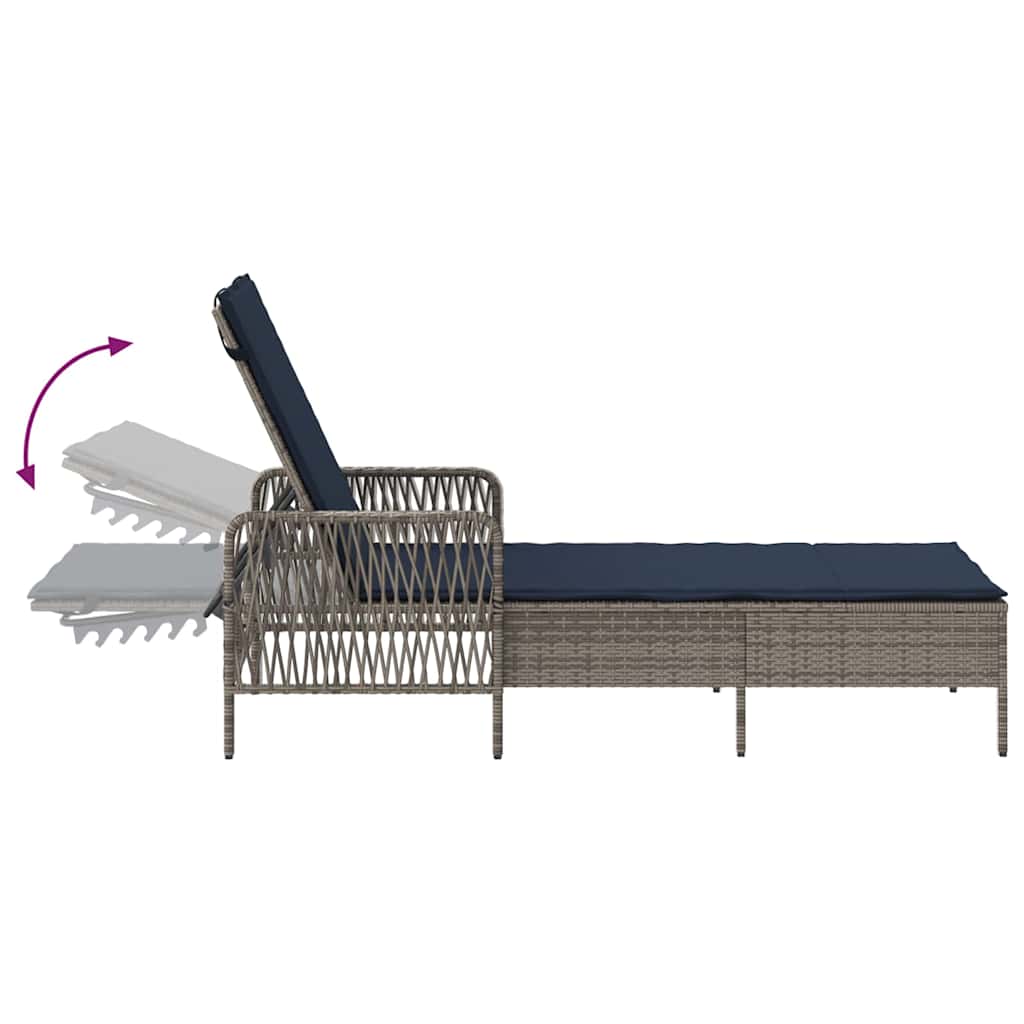 Sonnenliege 3 pcs Grau und Marineblau 200 x 55 x 92 cm