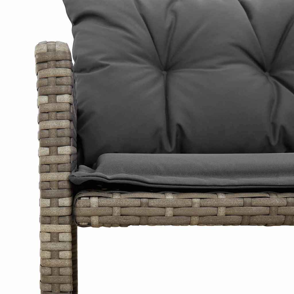 Gartensofa in L-Form mit Tisch und Kissen Grau Poly Rattan