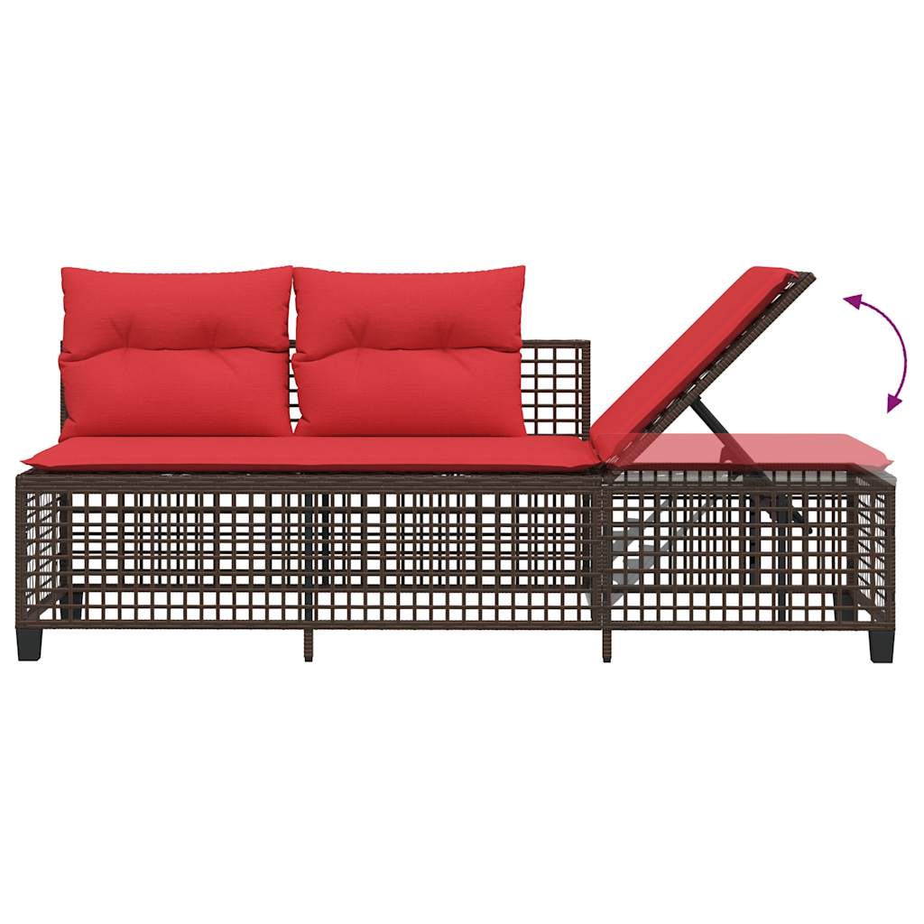 3-teiliges Ecksofa-Set für den Garten mit Kissen, braun, Polyrattan