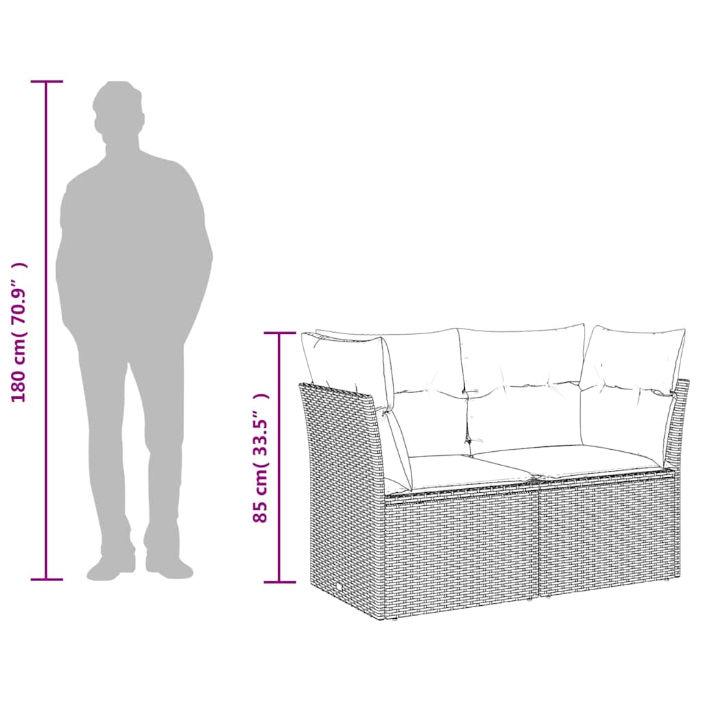 Gartensofa mit Kissen 2-Sitzer Beige Poly Rattan