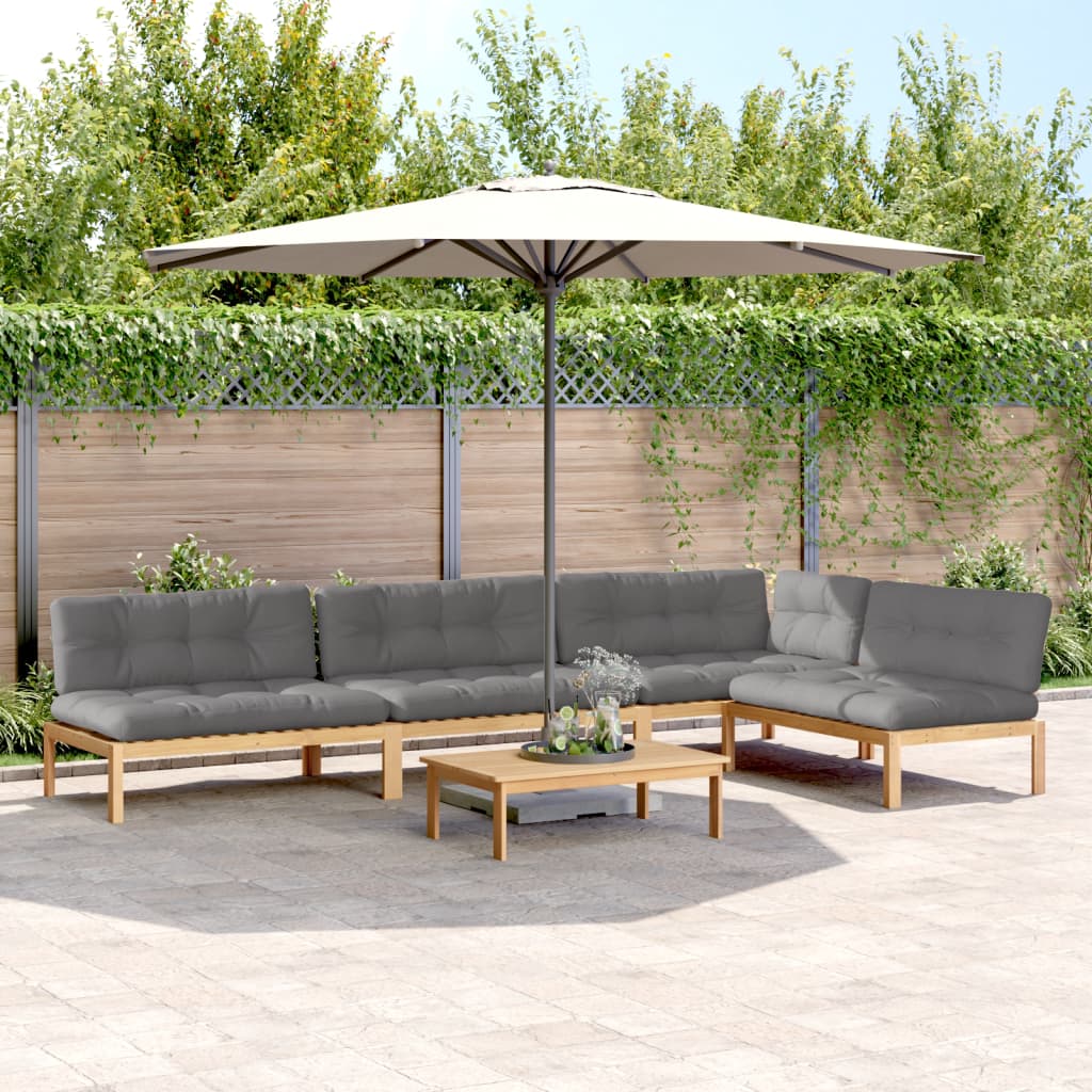 5-tlg. Garten-Sofagarnitur aus Paletten mit Kissen Akazienholz