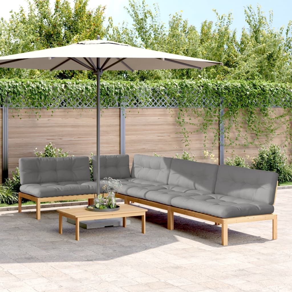 5-tlg. Garten-Sofagarnitur aus Paletten mit Kissen Akazienholz