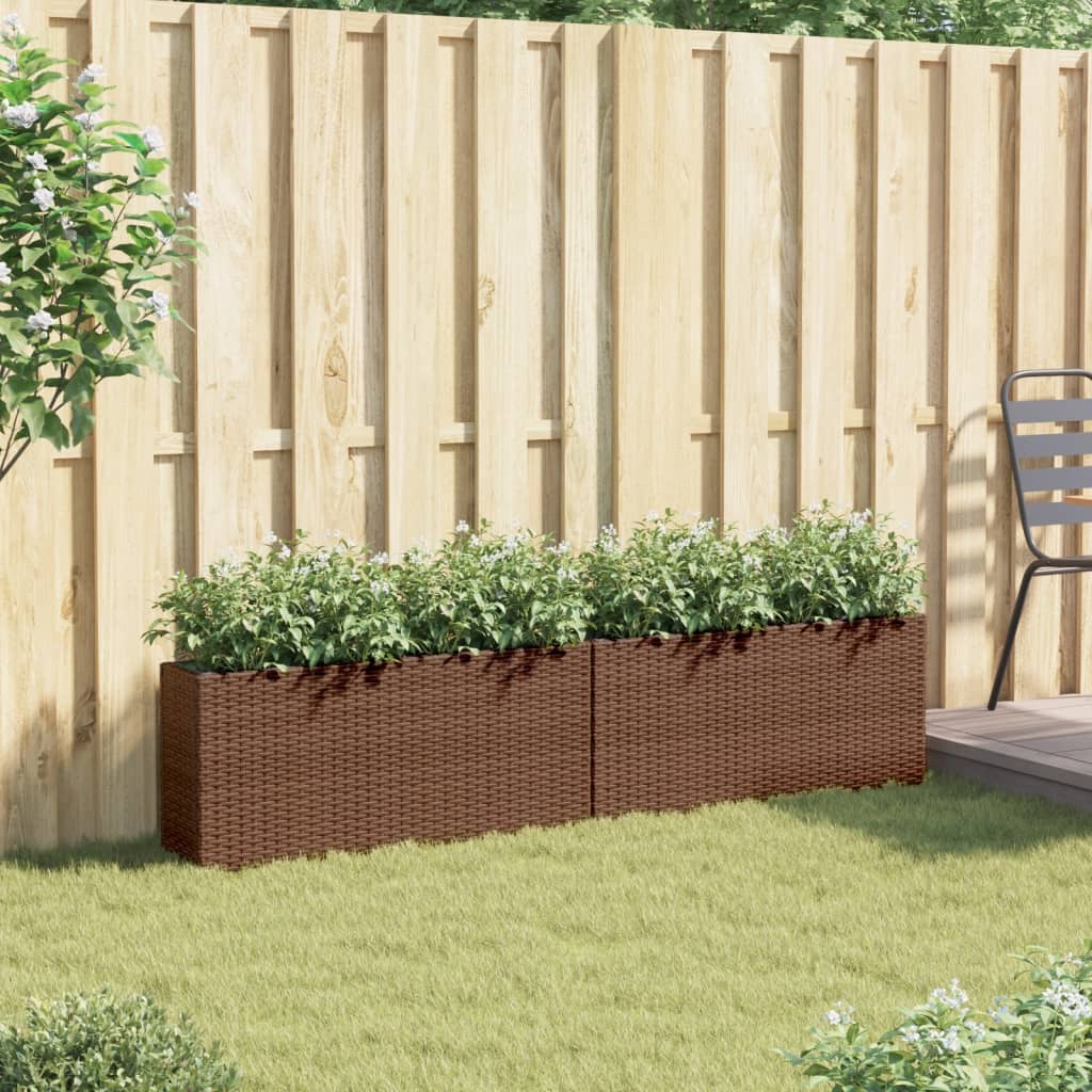 Pflanzkübel mit 2 Töpfen 2 Stk. Braun 90x20x40 cm Poly Rattan