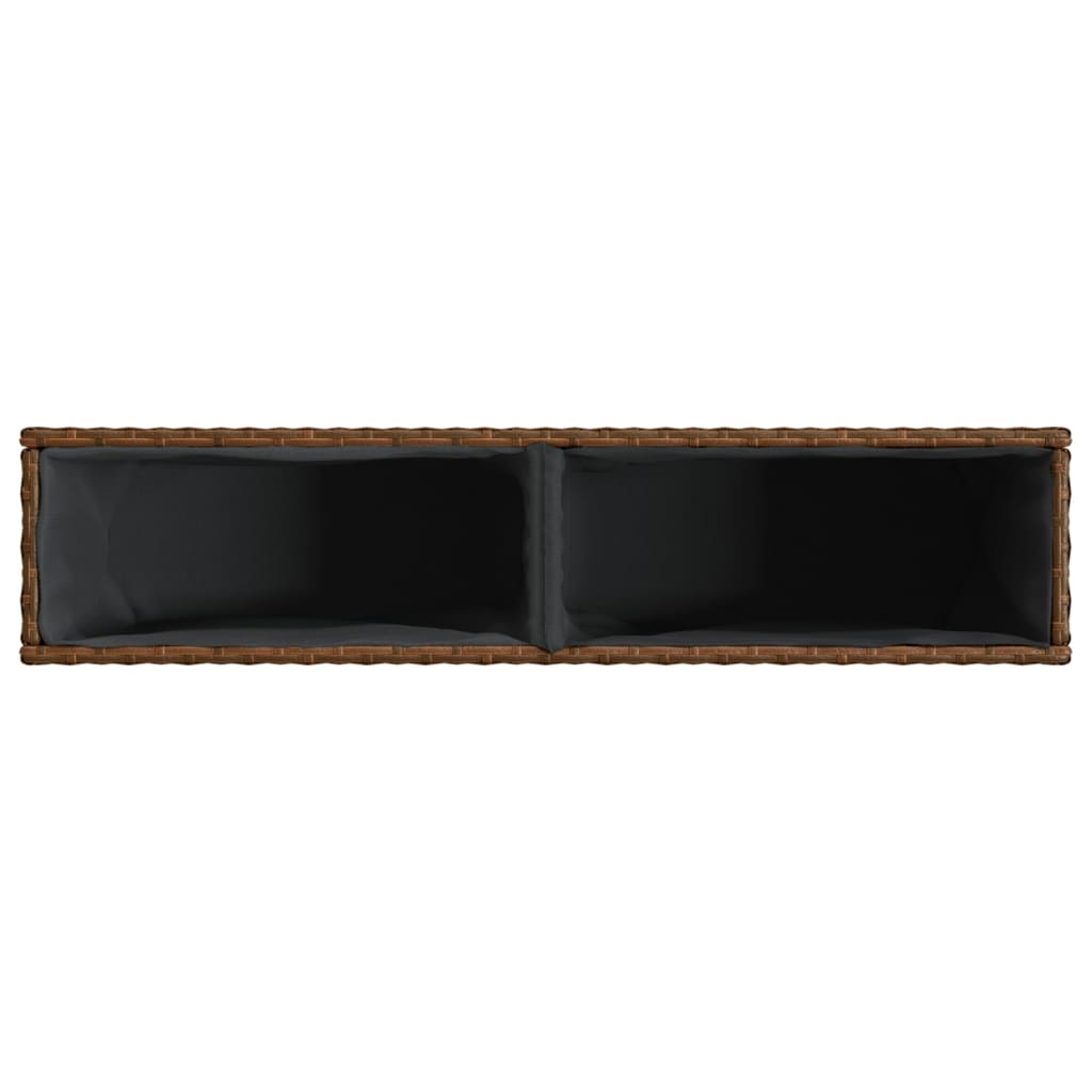Pflanzkübel mit 2 Töpfen 2 Stk. Braun 90x20x40 cm Poly Rattan