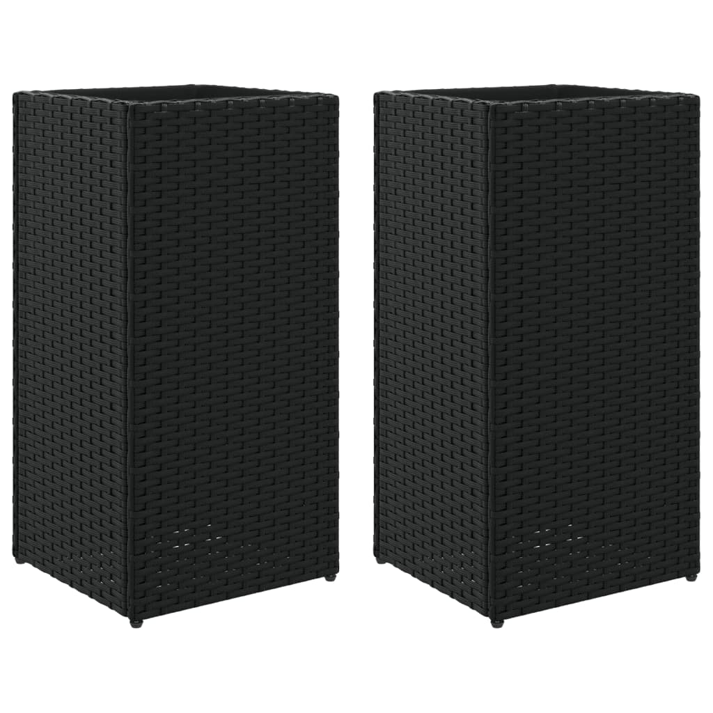 Pflanzkübel 2 Stk. Schwarz 30x30x60 cm Poly Rattan
