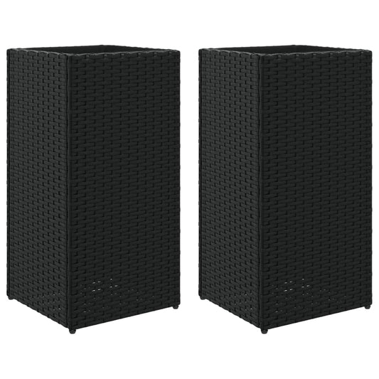 Pflanzkübel 2 Stk. Schwarz 30x30x60 cm Poly Rattan