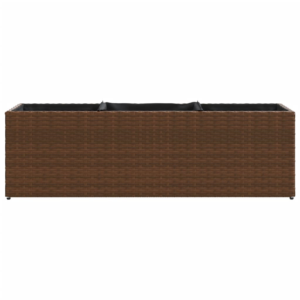 Pflanzkübel mit 3 Töpfen 2 Stk. Braun 105x30x32 cm Poly Rattan