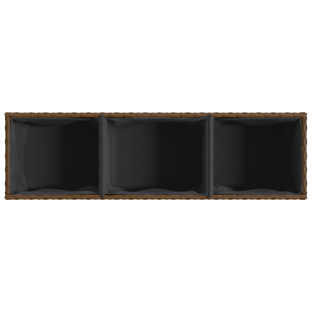 Pflanzkübel mit 3 Töpfen 2 Stk. Braun 105x30x32 cm Poly Rattan