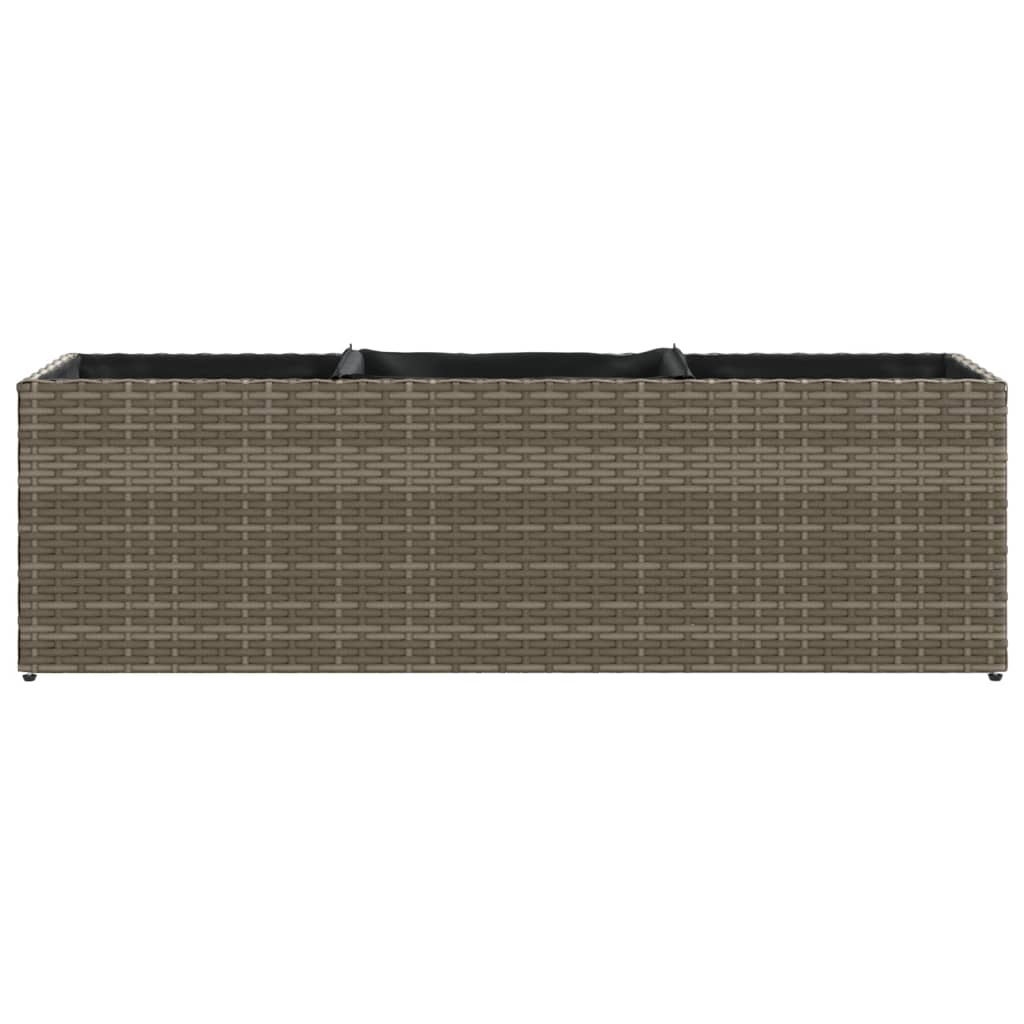Pflanzkübel mit 3 Töpfen 2 Stk. Grau 105x30x32 cm Poly Rattan