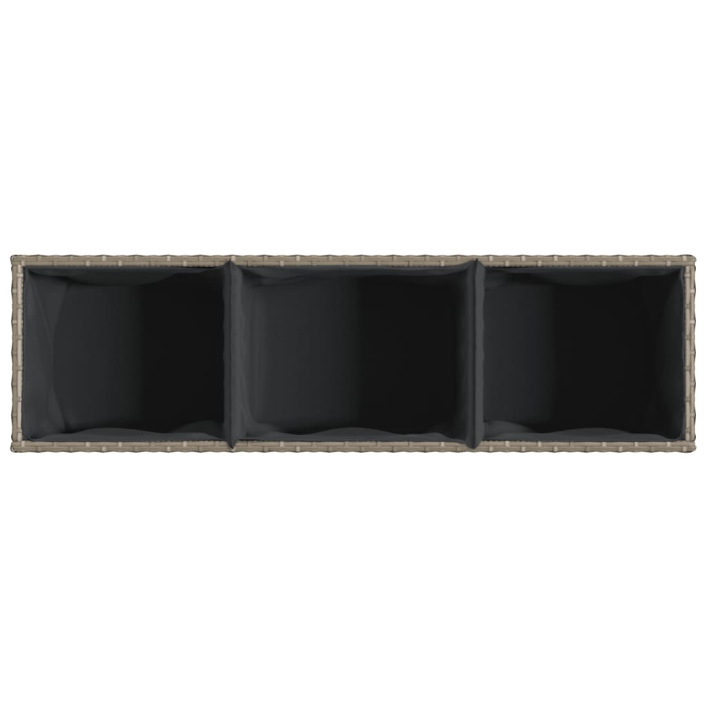Pflanzkübel mit 3 Töpfen 2 Stk. Grau 105x30x32 cm Poly Rattan