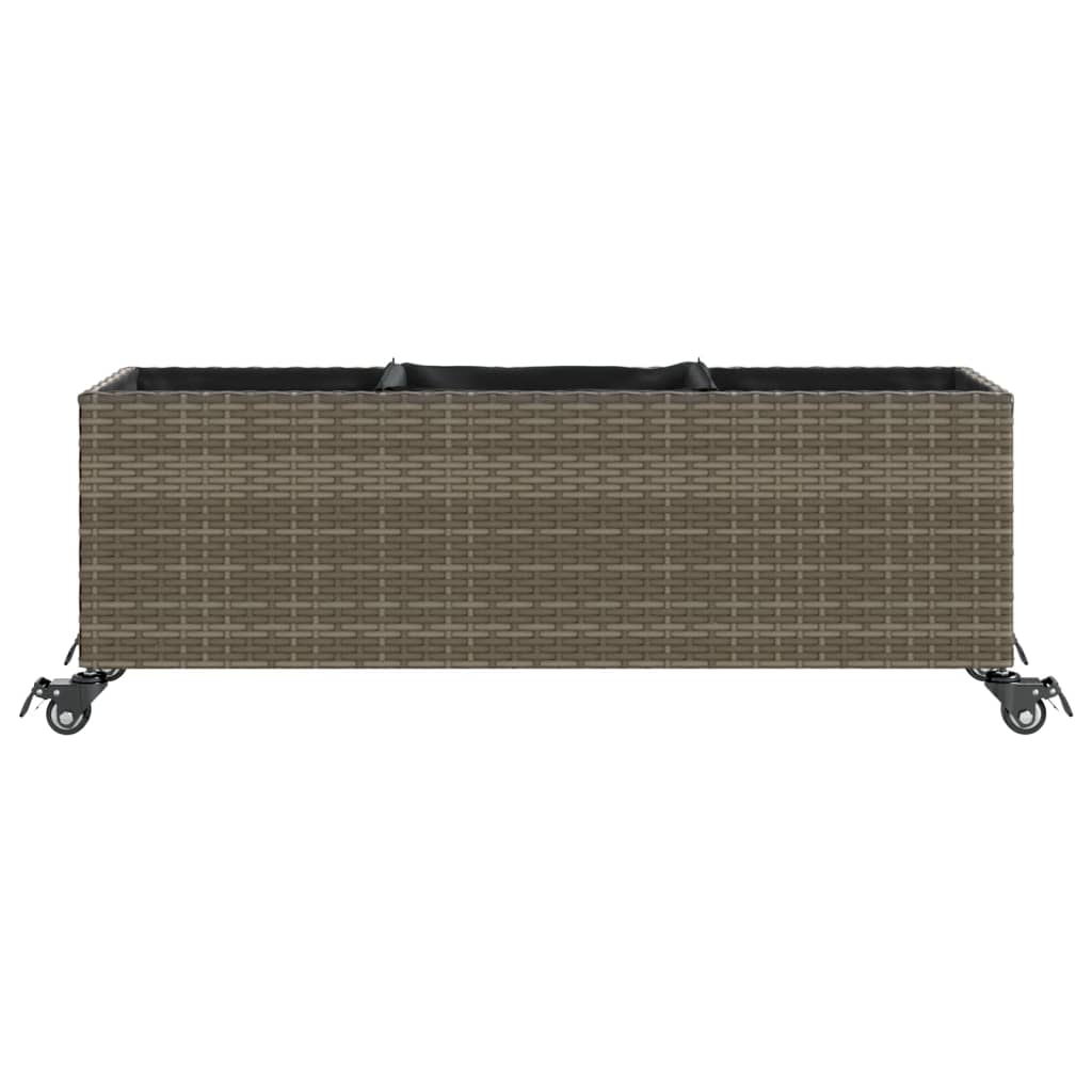 Pflanzkübel mit Rollen 2 Stk. Grau 107x32x38 cm Poly Rattan