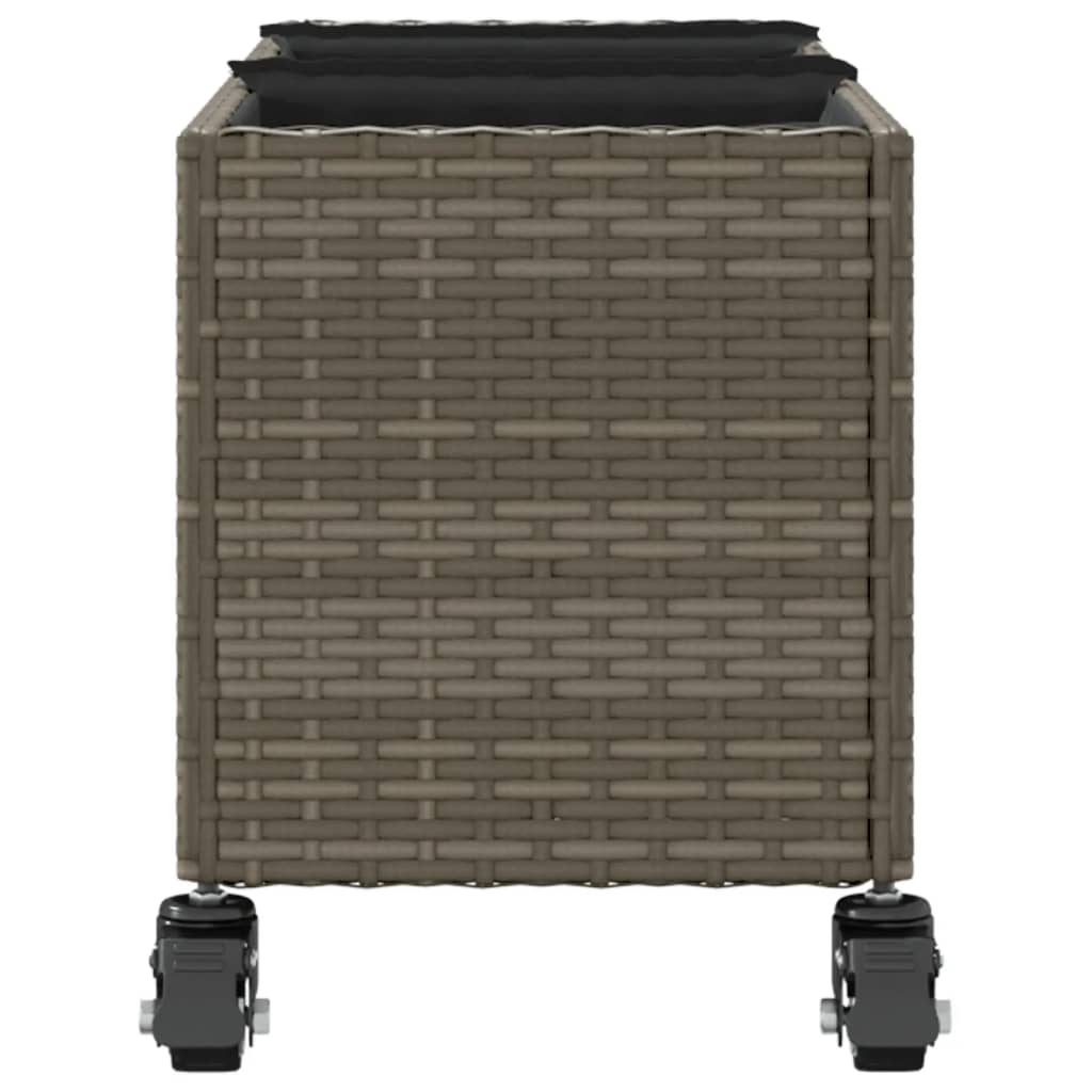 Pflanzkübel mit Rollen 2 Stk. Grau 107x32x38 cm Poly Rattan