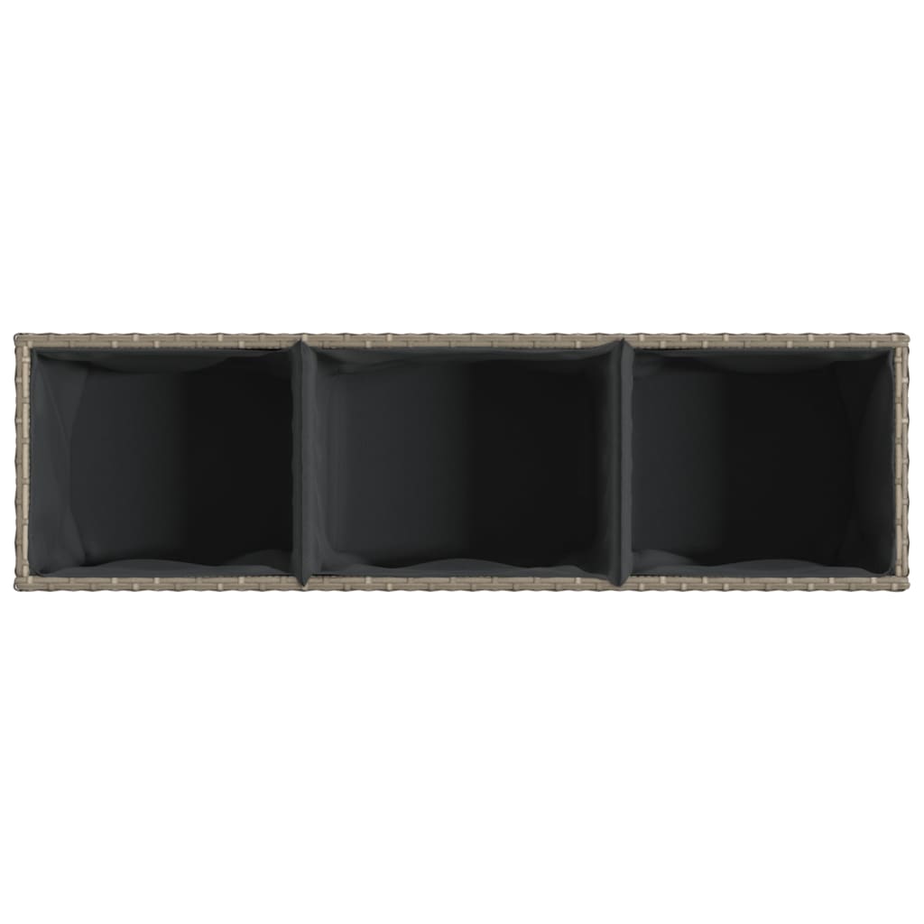 Pflanzkübel mit Rollen 2 Stk. Grau 107x32x38 cm Poly Rattan